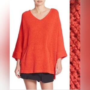 Free People Tropical Orange Boucle Oversized Drop Shoulder Sweater